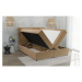 Okrovožltá čalúnená dvojlôžková posteľ s úložným priestorom 180x200 cm Flip – Ropez