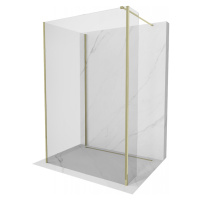 Mexen Kioto, 3-stenová sprchová zástena Walk-In Walk-in 110 x 70 x 30 cm, 8mm číre sklo, zlatý l