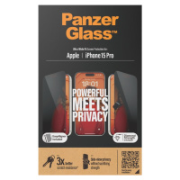 PanzerGlass - Tvrdené sklo UWF Privacy s aplikátorom pre Apple iPhone 15 Pro, čierna