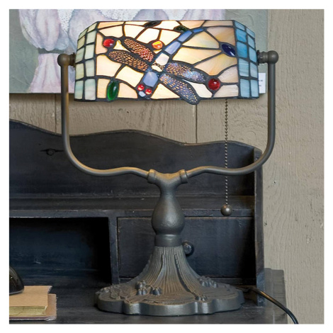 Bankárska lampa Dragonfly v štýle Tiffany
