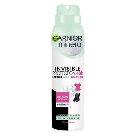 GARNIER Mineral Quick Dry Invisible Black White Colors antiperspirant v spreji 150 ml