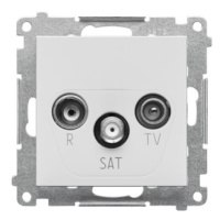 Anténna zásuvka R-TV-SAT koncová/zakončená, prístroj s krytom, svetlosivá matná