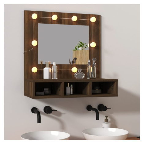 vidaXL Zrkadlová skrinka s LED dub sonoma 60x31,5x62 cm