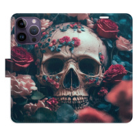 Flipové puzdro iSaprio - Skull in Roses 02 - iPhone 14 Pro Max