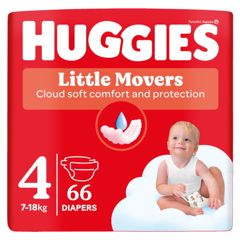 HUGGIES® Little Movers plienky 4 (7-18 kg) 66 ks