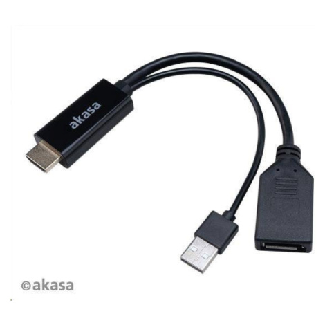 AKASA redukcia z HDMI na DisplayPort, s napájacím káblom USB 4K@60Hz, 25 cm