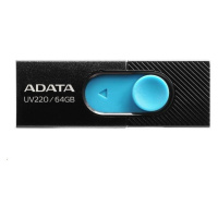 ADATA Flash Disk 64GB UV220, USB 2.0 Dash Drive, čierna / modrá