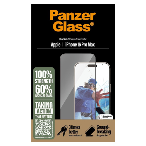 PanzerGlass - Tvrdené sklo UWF s aplikátorom pre Apple iPhone 16 Pro Max, čierna