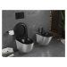 MEXEN - Lena Závesná WC misa vrátane sedátka s slow-slim, duroplast, čierna mat / strieborný vzo