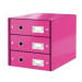Leitz Zásuvkový box Click-Store,3 zásuvky metal.ružová