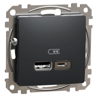 Dvojitá USB A+C nabíjacka 2.4A, Antracit, Sedna Design (Schneider)