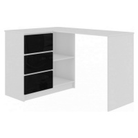 Expedo Písací stôl KORDA B16 3SZ, 124,5x77x50, biela/čierna lesk, ľavá