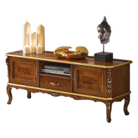 Estila Luxusný klasický TV stolík Clasica z dreveného masívu s vyrezávanou barokovou výzdobou a 