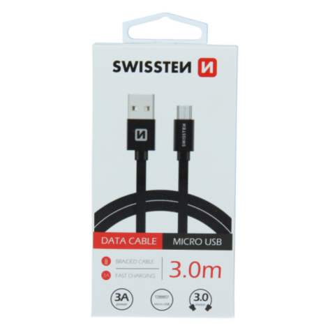Kábel USB/Micro USB Swissten 3.0A 3m čierny