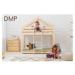 Domčeková poschodová detská posteľ z borovicového dreva 90x200 cm v prírodnej farbe Mila DMP – A