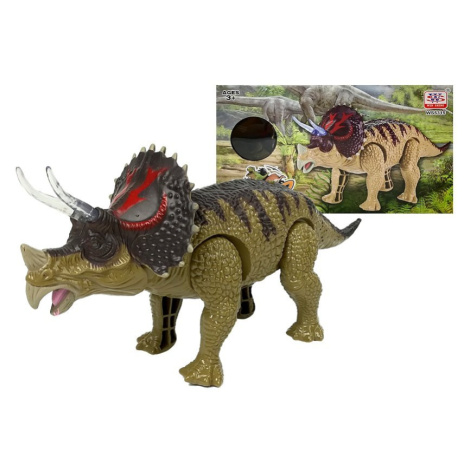 mamido Dinosaurus Triceratops na batérie so zvukovými efektmi hnedý