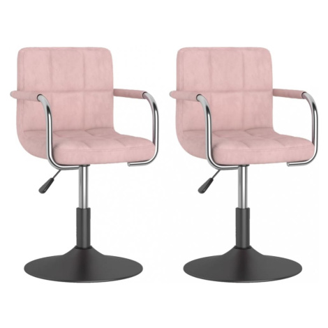 Otočná jedálenská stolička 2 ks zamat / kov Dekorhome Ružová,Otočná jedálenská stolička 2 ks zam vidaXL
