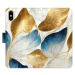 Flipové puzdro iSaprio - GoldBlue Leaves - iPhone X/XS
