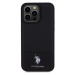 U.S. Polo PU Leather Mesh Pattern Double Horse Zadný Kryt pre iPhone 15 Pro Max Black