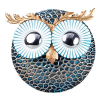 Nástěnná kovová dekorace OWL II modrá/stříbrná