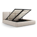 Béžová čalúnená dvojlôžková posteľ s úložným priestorom s roštom 200x200 cm Brody – Mazzini Beds