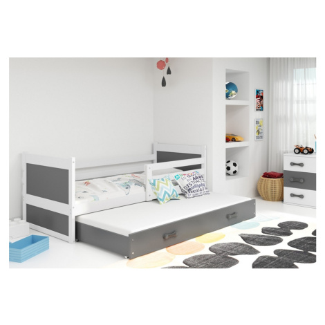 Expedo Detská posteľ FIONA 2 + matrac + rošt ZADARMO, 80x190 cm, bielý/grafit
