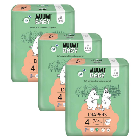 MUUMI BABY 4 Maxi 7-14 kg, mesačné balenie eko plienok, 138 ks