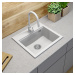 Sink Quality Ferrum New 5055, 1-komorový granitový drez 560x500x210 mm + grafitový sifón, biela,