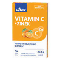 VITAR Vitamín C + zinok s príchuťou pomaranča 30 tabliet