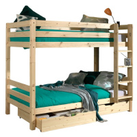 Poschodová detská posteľ z borovicového dreva s úložným priestorom v prírodnej farbe PINO – Vipa