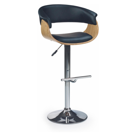 HALMAR H-45 barová stolička dub svetlý / čierna / chróm