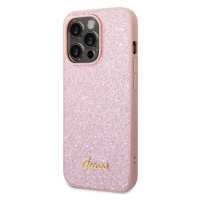 Kryt na Apple iPhone 14 Pro Max Guess Glitter Flakes Metal Logo GUHCP14XHGGSHP ružové