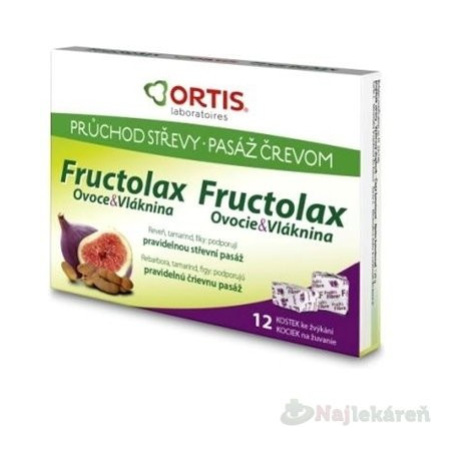 Fructolax Ovocie & Vláknina 12 kociek na žuvanie s príchuťou fíg a rebarbory