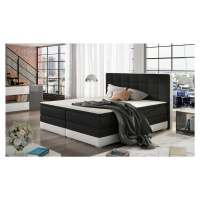 NABBI Dalino 140 čalúnená manželská posteľ s úložným priestorom čierna / biela
