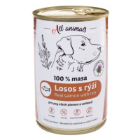 ALL ANIMALS konzerva losos mletý s ryžou pre psov 400 g