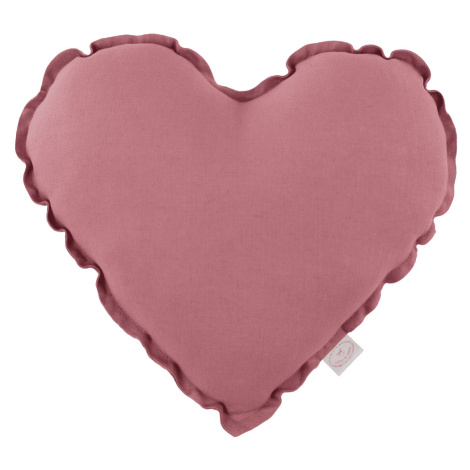 Cotton and Sweets Cotton and Sweets Ľanový vankúš srdca sýto ružová 44cm