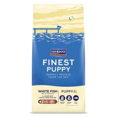 FISH4DOGS Granule malé pre šteniatka Finest biela ryba so zemiakmi 6kg, 2m+