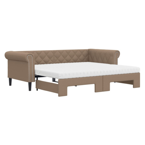 vidaXL Rozkl. denná posteľ s matracmi kapučínová 90x200 cm umelá koža