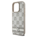 DKNY PU Leather Checkered Pattern and Stripe Zadný Kryt pre iPhone 15 Pro Beige