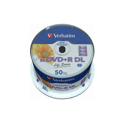 Verbatim DVD+R DL, Double Layer Inkjet Printable, 97693, 8.5GB, 8x, spindle, 50-pack, 12cm, pro 