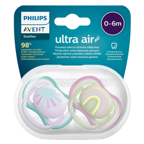 PHILIPS AVENT Cumlík Ultra air obrázok 0-6m dievča (dúha) 2 ks