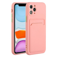 Xiaomi Poco M3, silikónové puzdro s držiakom kariet, Wooze Card Slot, ružové