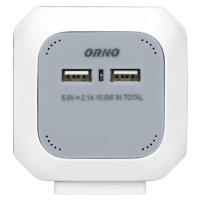 Predlžovacia šnúra OR-AE-13144(GS), 4 x schuko zásuvky, 2 x USB, 1,4 m kábel,sivá