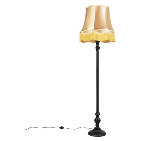 Stojacia lampa čierna s odtieňom Granny gold - Classico