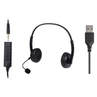 Sandberg PC sluchátka 2in1 Office Headset Jack+USB s mikrofonem, černá