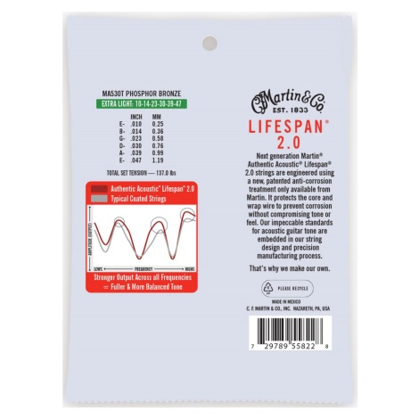 Martin Authentic Lifespan 2.0 92/8 Phosphor Bronze Extra Light