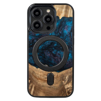 Drevené puzdro na Apple iPhone 14 Pro Bewood Unique Neptune MagSafe Wood and Resin modro-čierne