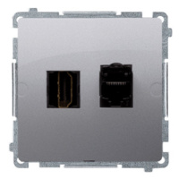 Zásuvka HDMI/RJ45 Cat.6 nerez metal. SIMON Basic (simon)