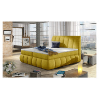 NABBI Vareso 160 čalúnená manželská posteľ s úložným priestorom žltá