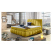 NABBI Vareso 160 čalúnená manželská posteľ s úložným priestorom žltá